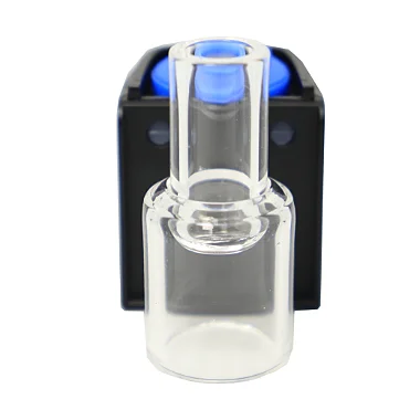 Piteira com tubo de vidro para vaporizador de ervas Vibe da KingVapo, vista frontal destacando o acabamento em vidro resistente.
